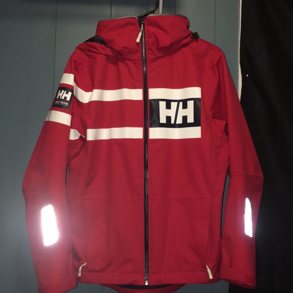 Helly Hansen red jacket.